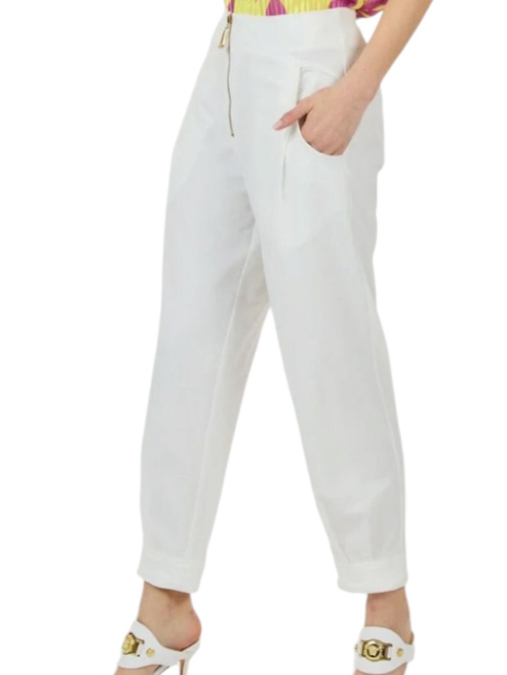 Cropped Zip Front Stretch Jogger Pant